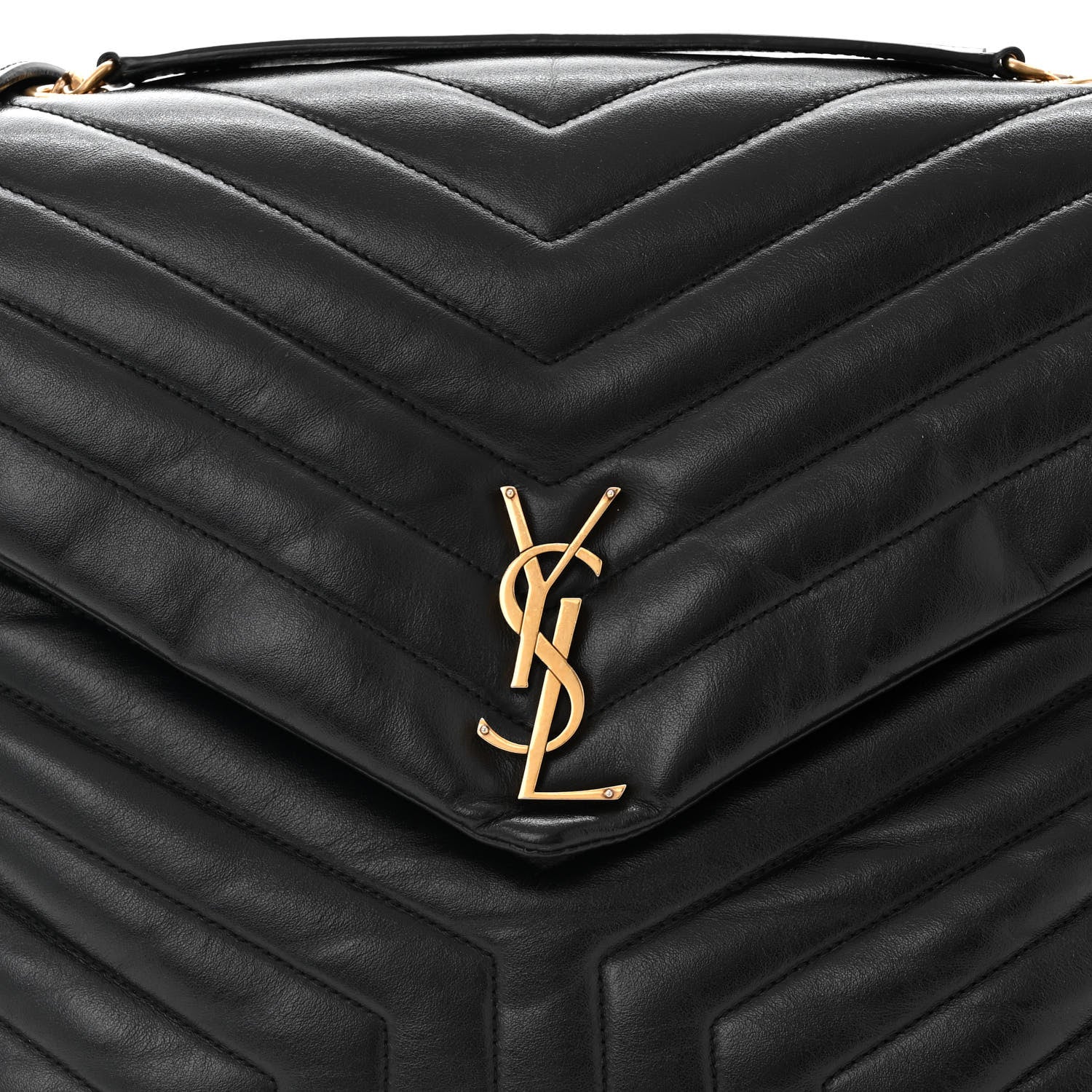 Saint Laurent Calfskin Y Quilted Monogram Large Loulou Chain Satchel Black 8 of 10