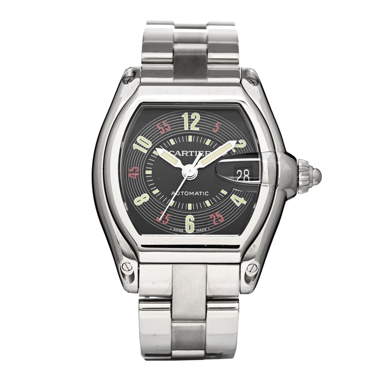 Cartier Stainless Steel 37mm Roadster Automatic Watch Black 1 of 4