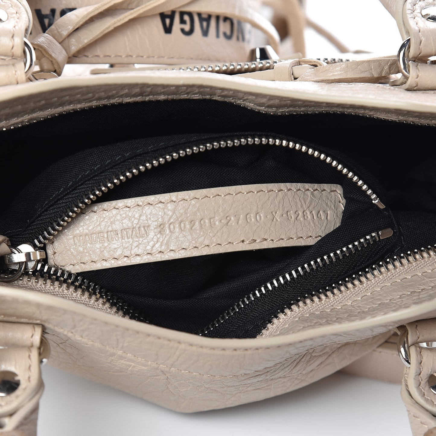 Agneau Classic Silver Hardware Mini City Logo Strap Beige Tapioca