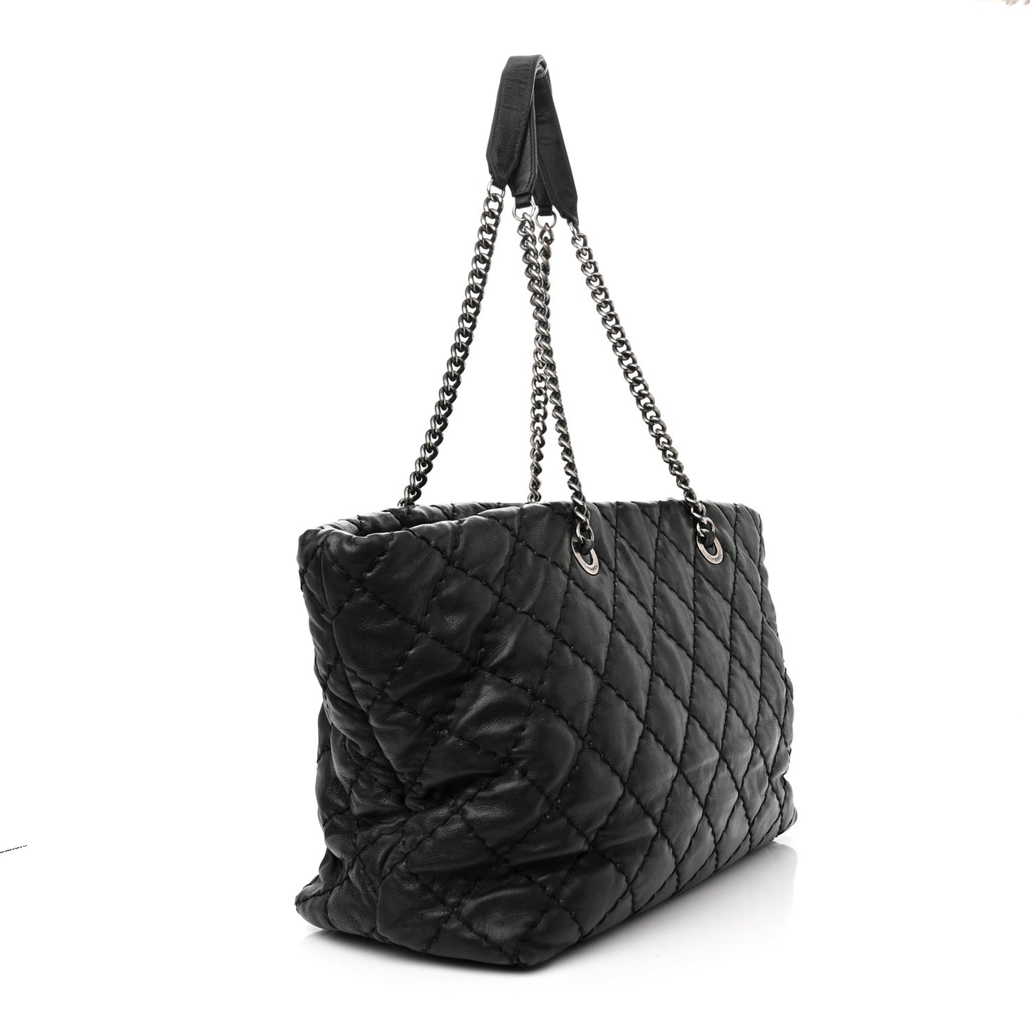 Calfskin Ultimate Stitch Shopping Tote Black