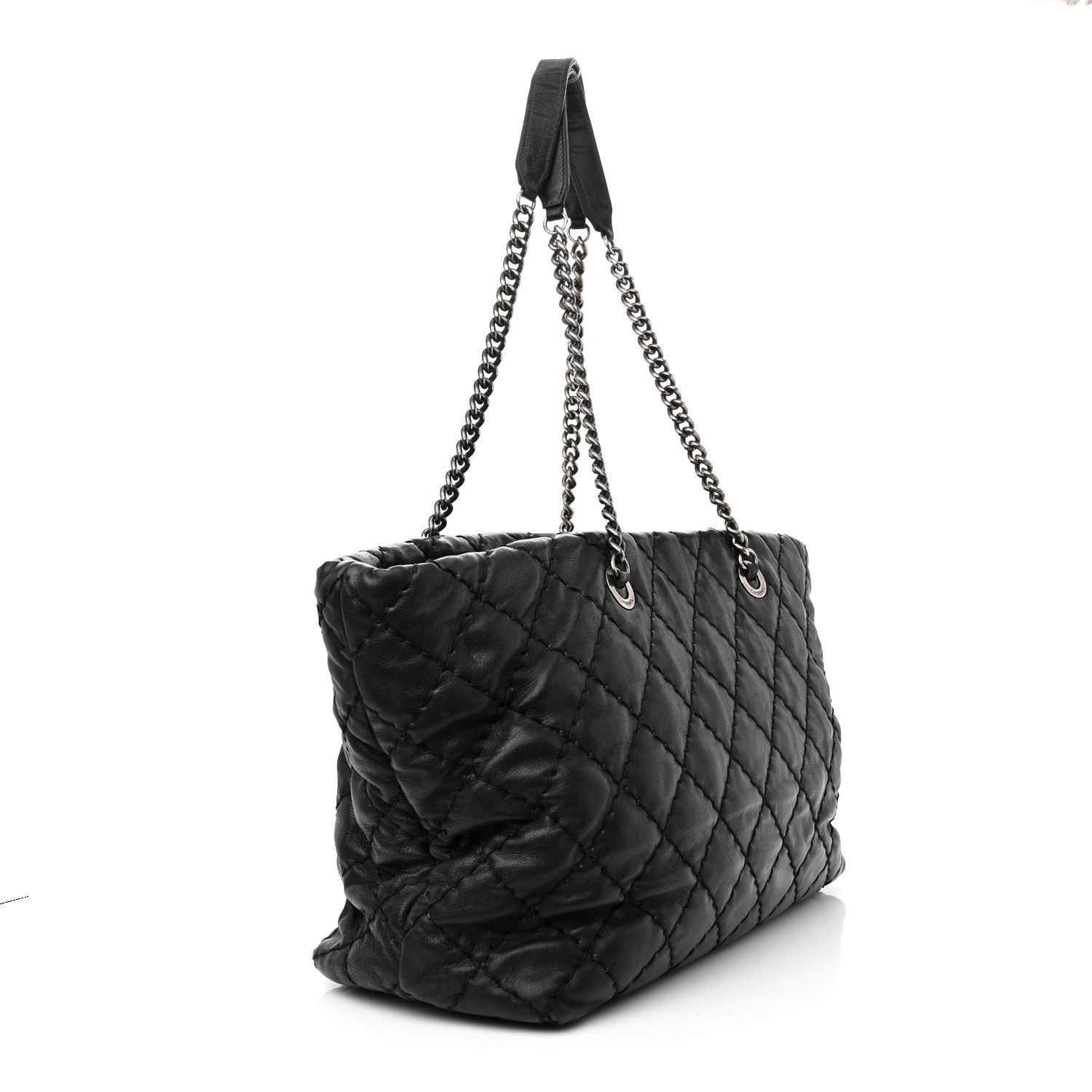 Chanel Calfskin Ultimate Stitch Shopping Tote Black 3 of 13