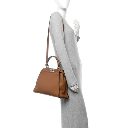 Fendi Cuoio Romano Selleria Bi-Color Medium Peekaboo Iconic Satchel Mou Deserto 2 of 11