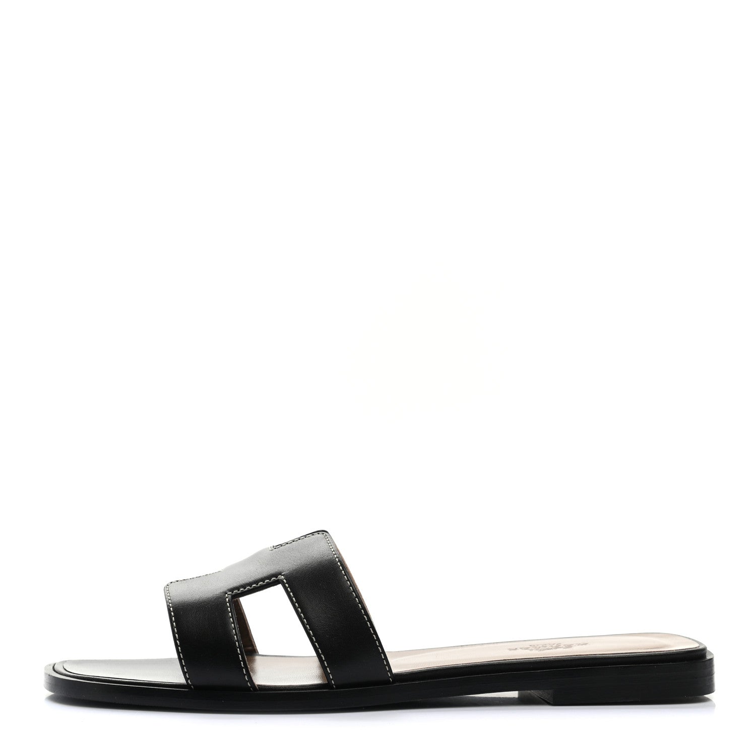 Hermes Box Calfskin Oran Sandals 36.5 Black 1 of 10