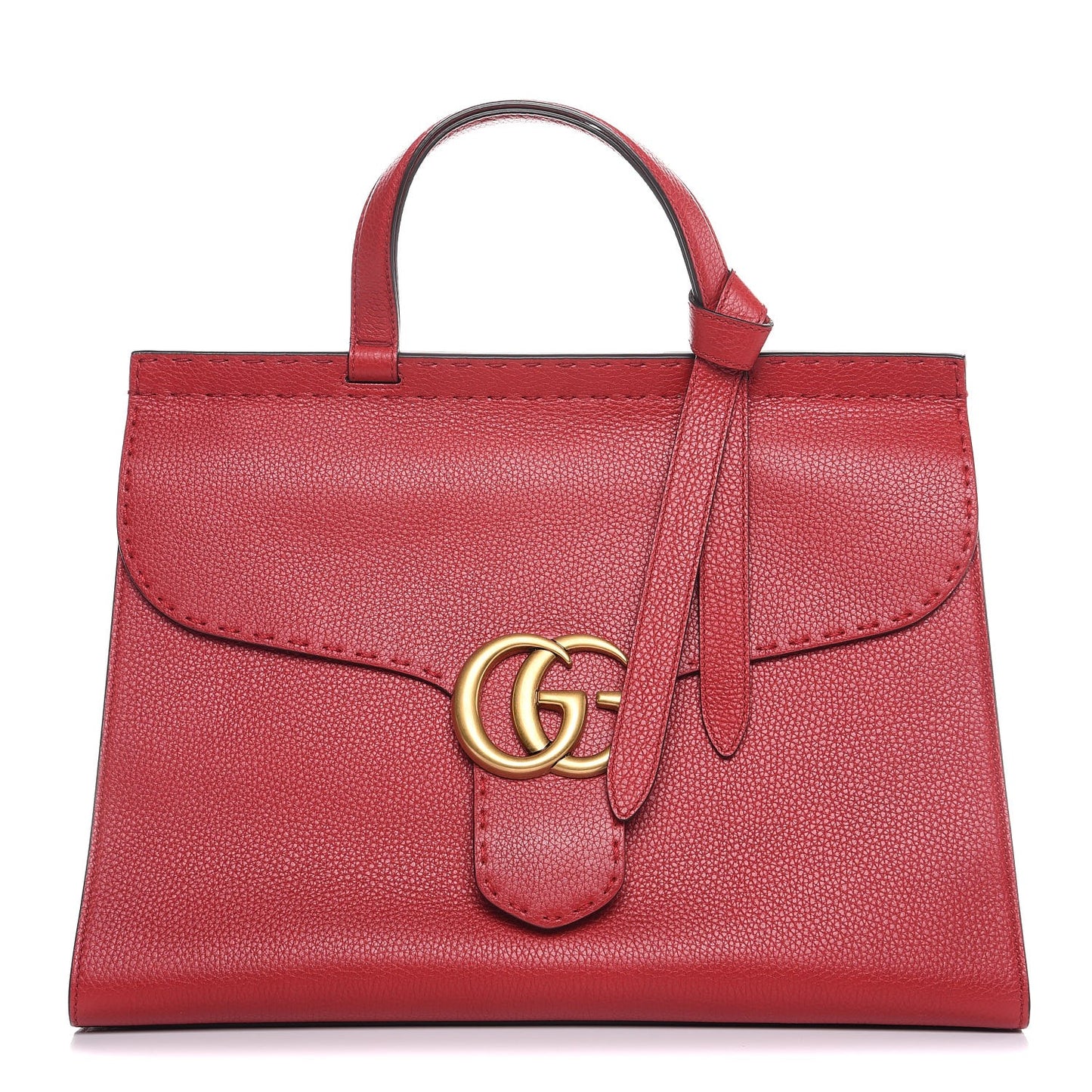 Calfskin Medium GG Marmont Top Handle Bag Vulcanic Red
