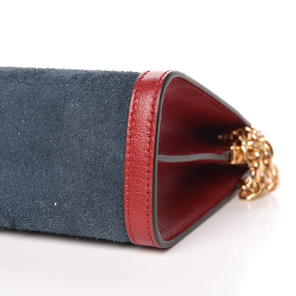 Gucci Suede Calfskin Web Small Ophidia Chain Shoulder Bag New Blue Romantic Cherry 9 of 10