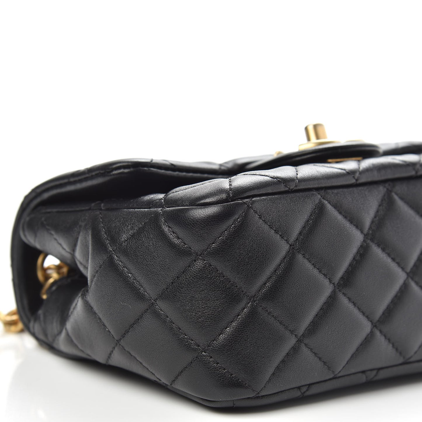 Lambskin Resin Quilted Mini Pearl Samba Square Flap Black