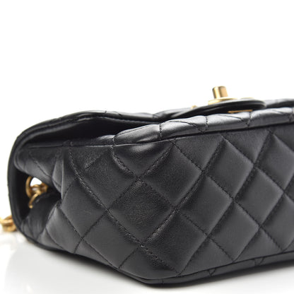 Chanel Lambskin Resin Quilted Mini Pearl Samba Square Flap Black 8 of 11