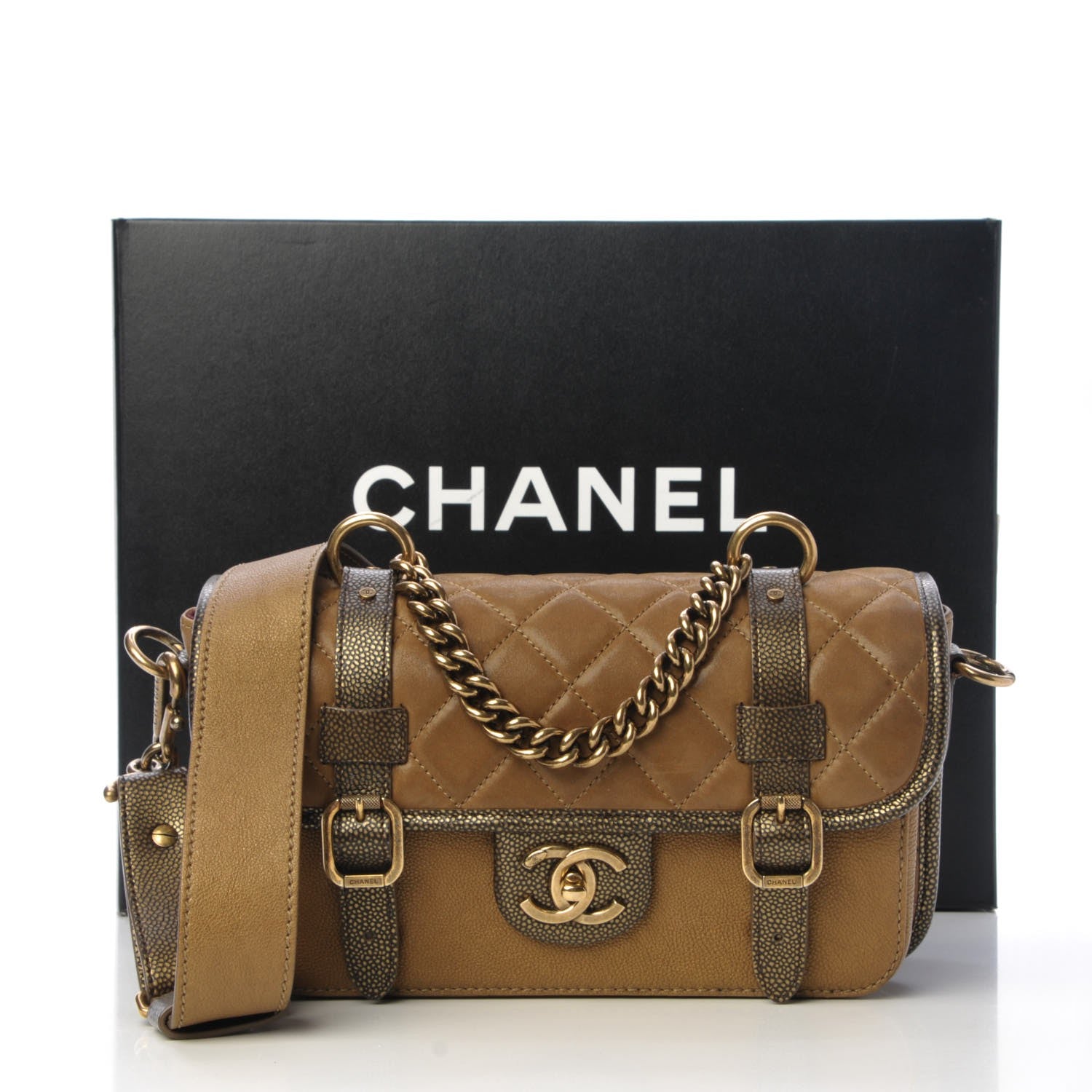 Chanel Iridescent Calfskin Back To School Messenger Flap Dark Gold 9 of 9