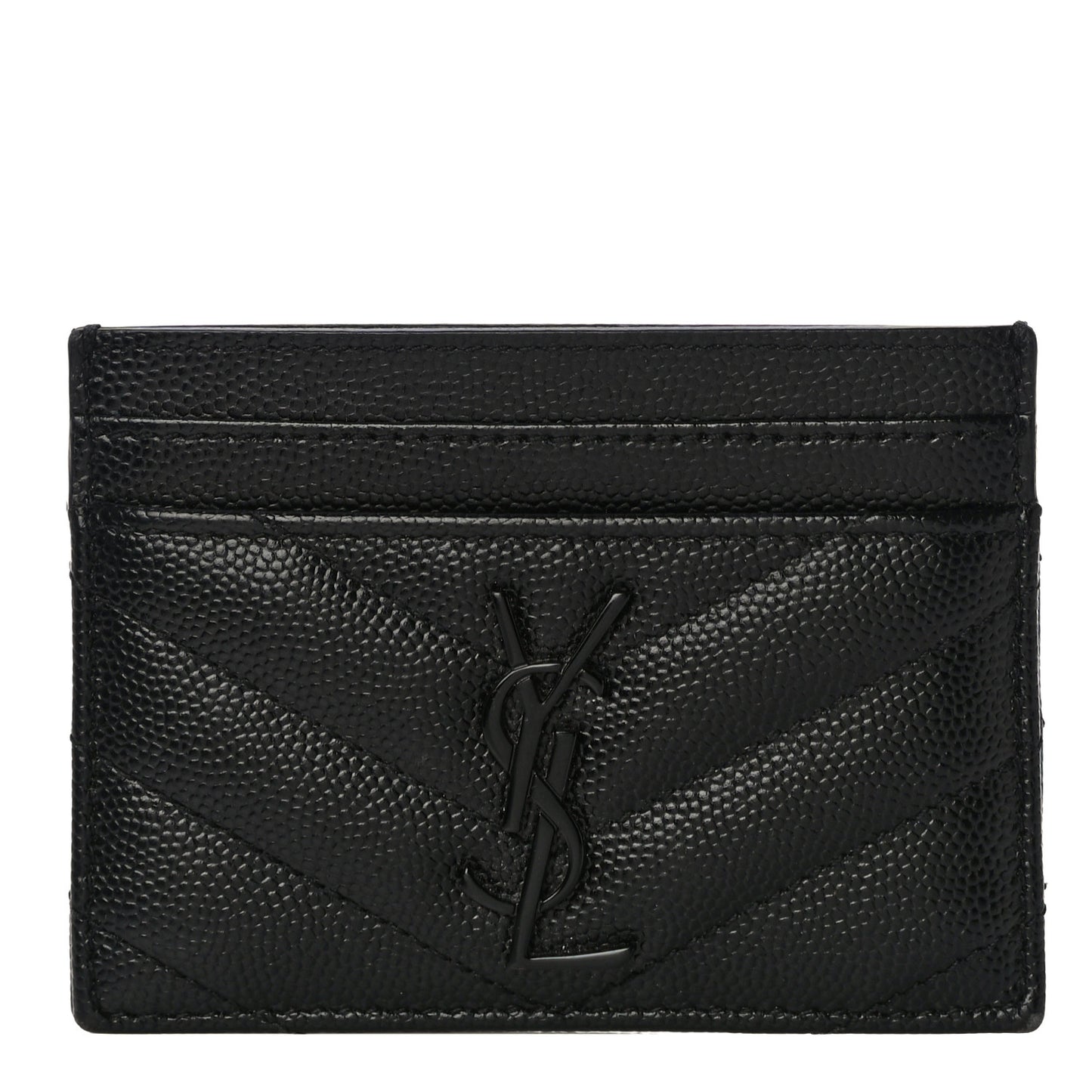 Grain De Poudre Matelasse Chevron Monogram Credit Card Case Black
