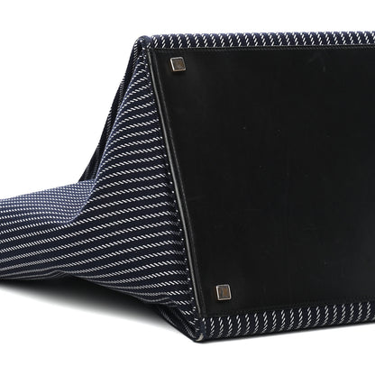 Celine Cotton Canvas Striped Phantom Luggage Navy White 7 of 9