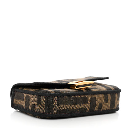 Fendi Fabric Jacquard FF 1974 Nano Baguette Charm Tobacco Moro Black 4 of 8