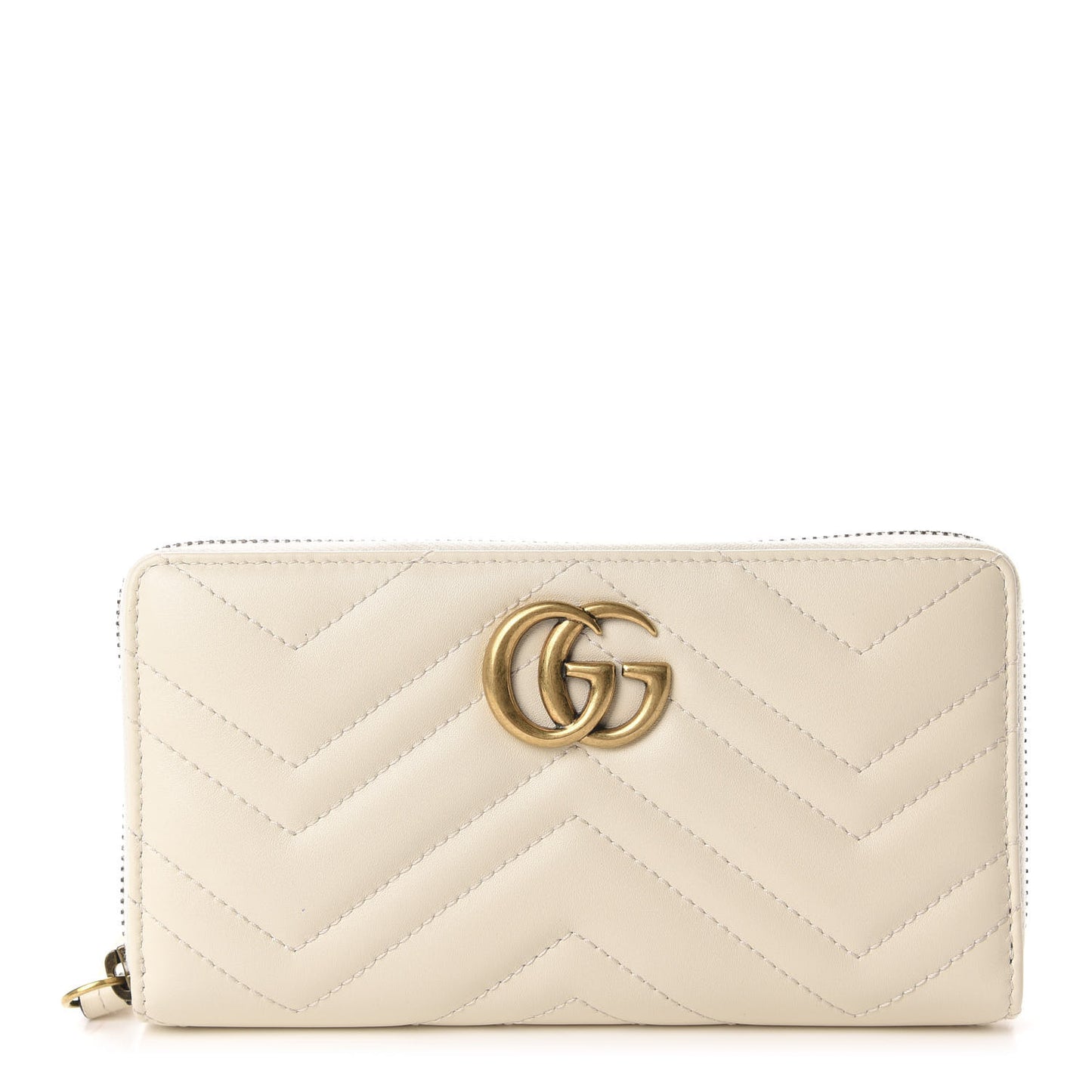 Calfskin Matelasse GG Marmont Zip Around Wallet White