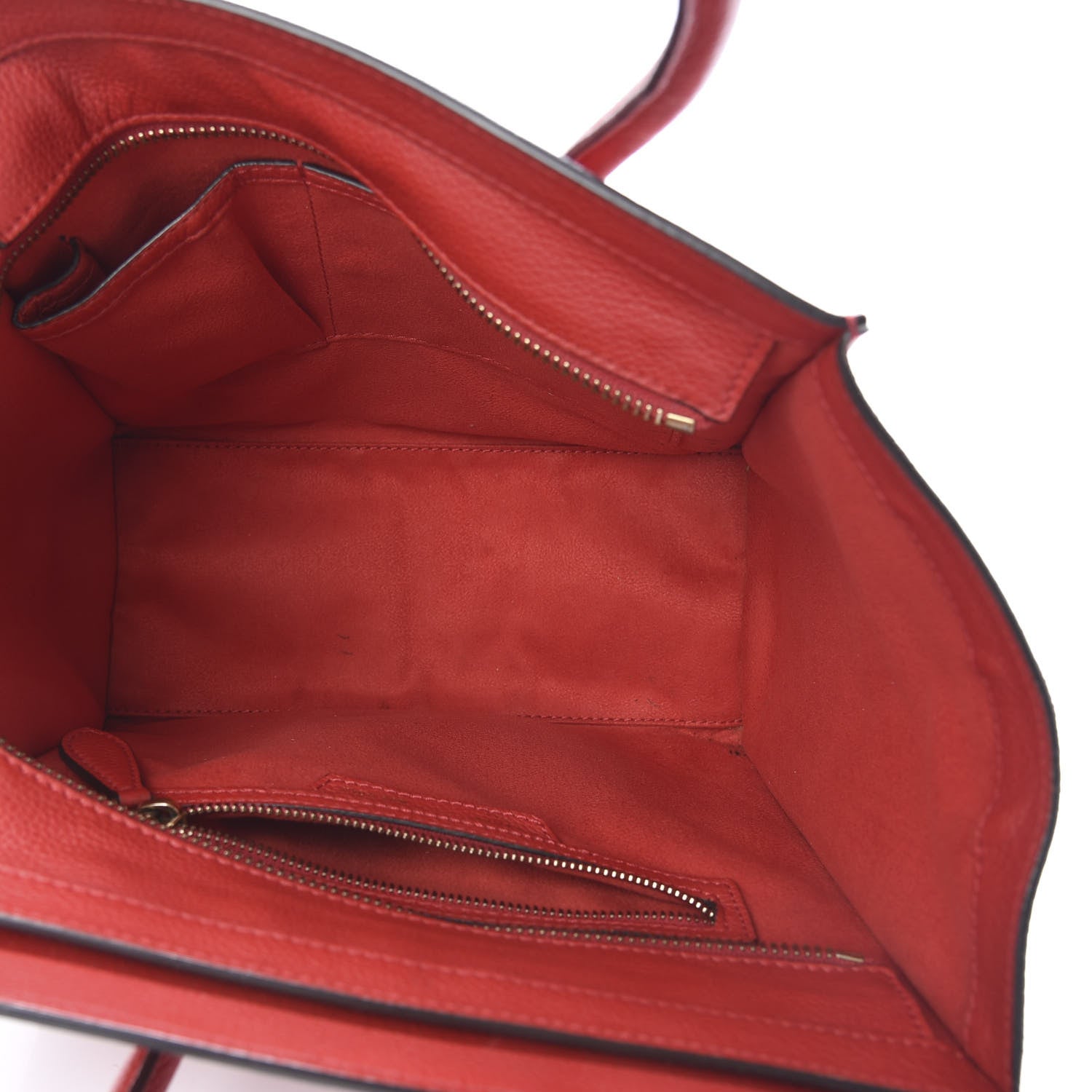 Celine Drummed Calfskin Micro Luggage Coquelicot 4 of 21
