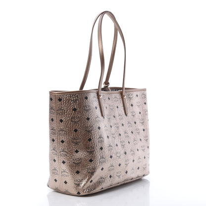 MCM Metallic Visetos Medium Anya Shopper Tote Champagne Gold 5 of 16