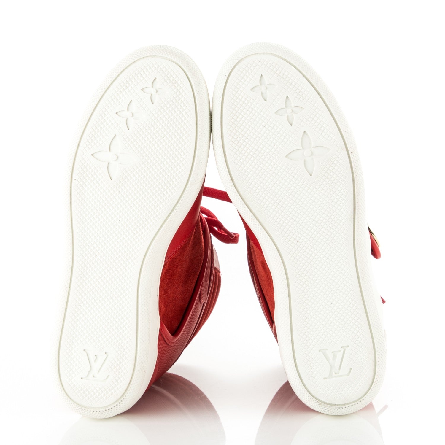 Louis Vuitton Calfskin Suede Postmark Wedge Sneakers 38 Rouge 5 of 8