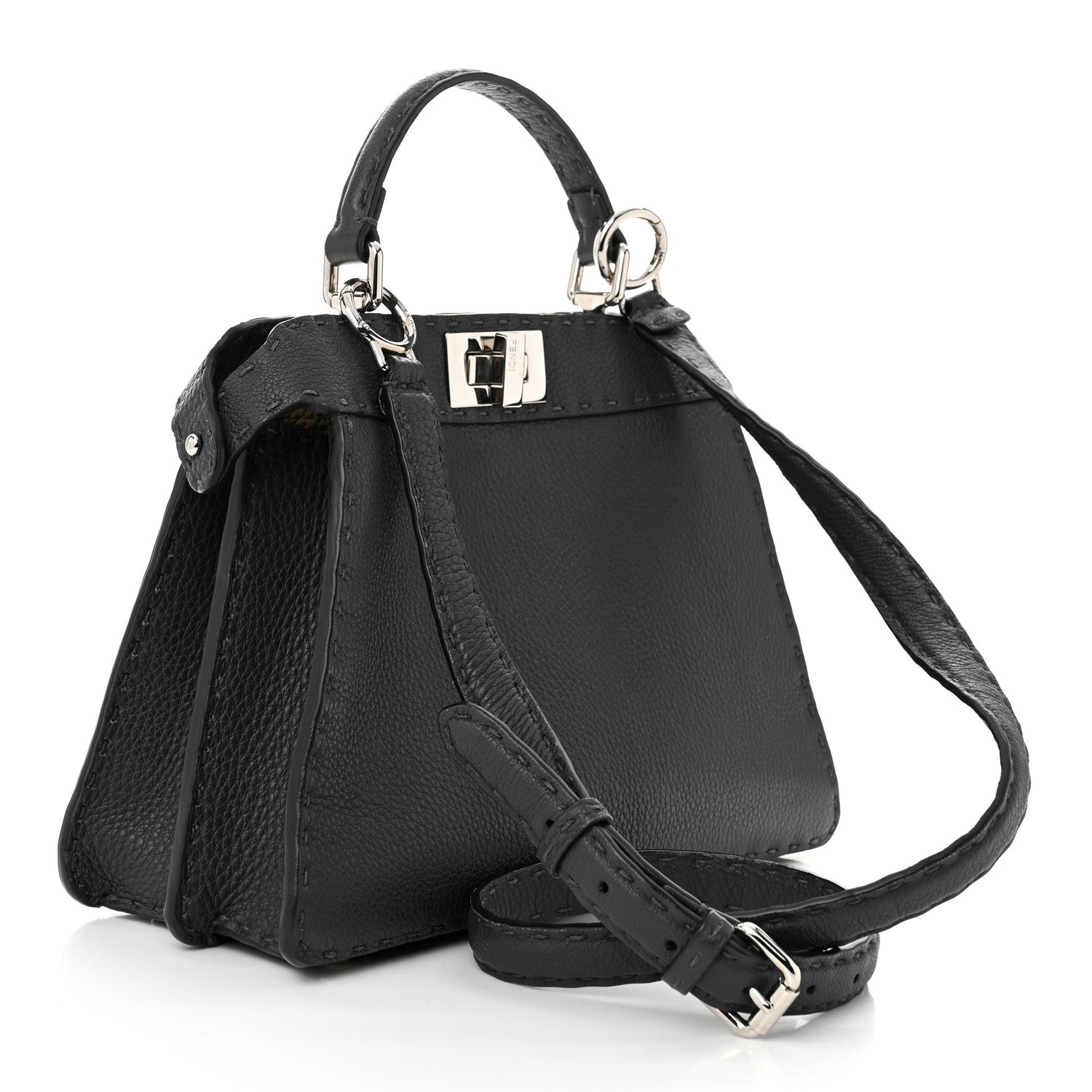 Fendi Cuoio Romano Selleria Chamois Small Peekaboo I SEE U Satchel Asfalto Camelia 2 of 10