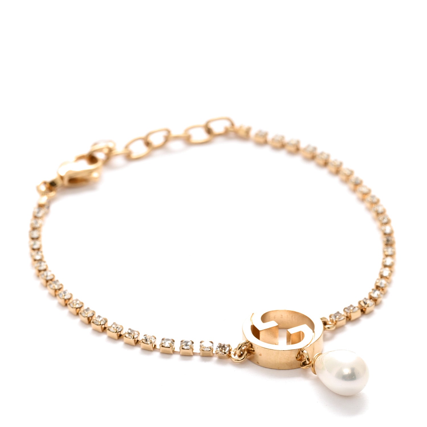 Gucci Crystal Pearl Bracelet Gold Gold 1 of 5