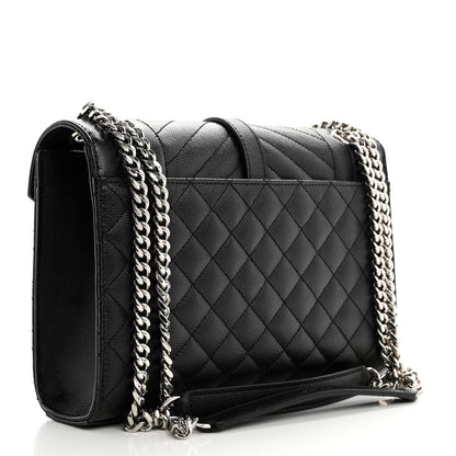 Saint Laurent Grain De Poudre Textured Mixed Matelasse Triquilt Medium Monogram Satchel Black 3 of 11