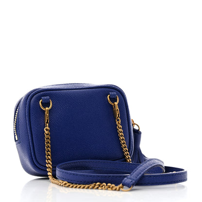 Saint Laurent Grain De Poudre Matelasse Monogram Baby Lou Camera Bag Sapphire Blue 2 of 7