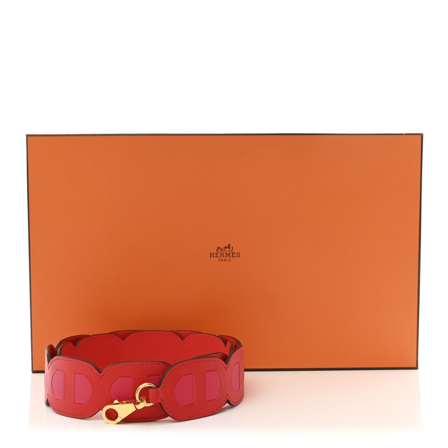 Hermes Epsom Petits Maillons Bag Strap Rouge De Coeur Rose Extreme 5 of 5
