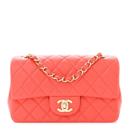 Chanel Lambskin Quilted Mini Rectangular Flap Coral 1 of 11