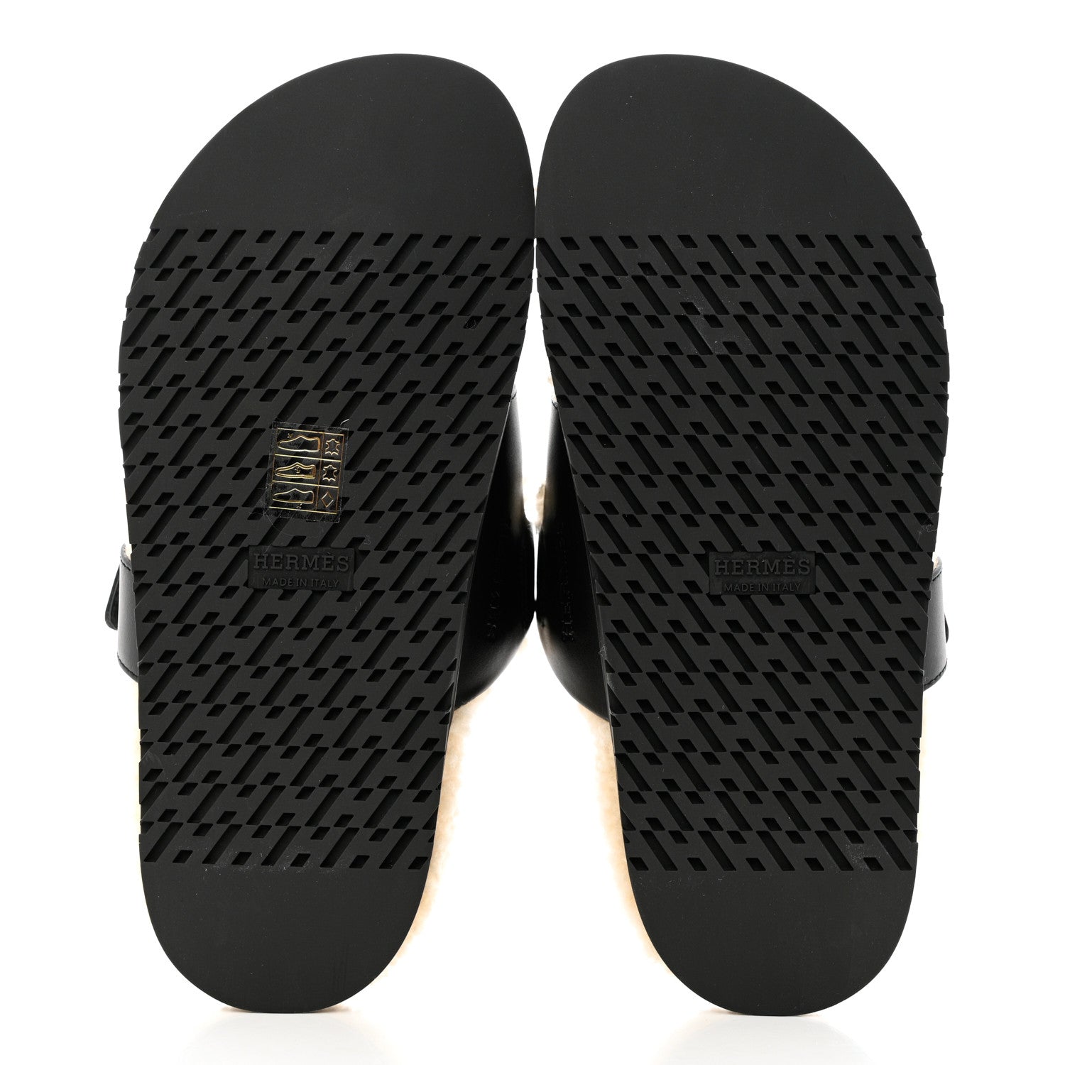 Hermes Calfskin Woolskin Womens Chypre Sandals 36 Black Ecru 5 of 11