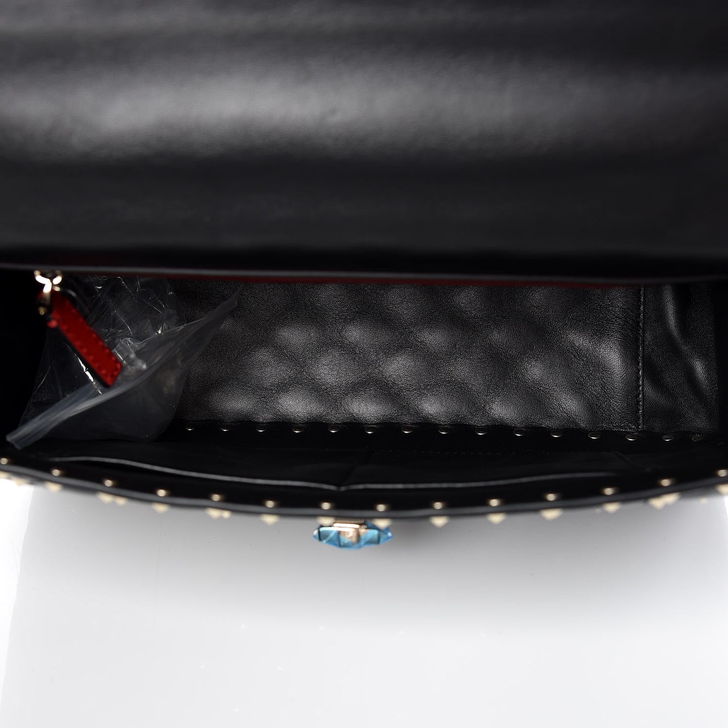 Lambskin Large Rockstud Spike Shoulder Bag Black