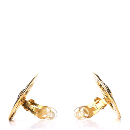 Chanel Enamel CC Clip On Earrings Black Gold 3 of 4