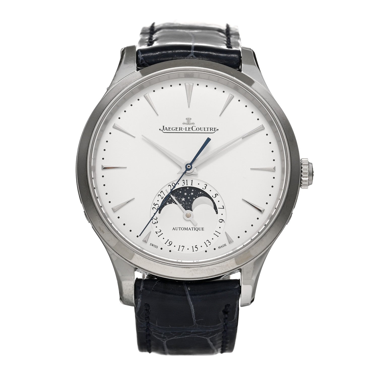 Jaeger-LeCoultre Stainless Steel Alligator 36mm Master Ultra Thin Moon Automatic Watch Q1248420 1 of 5