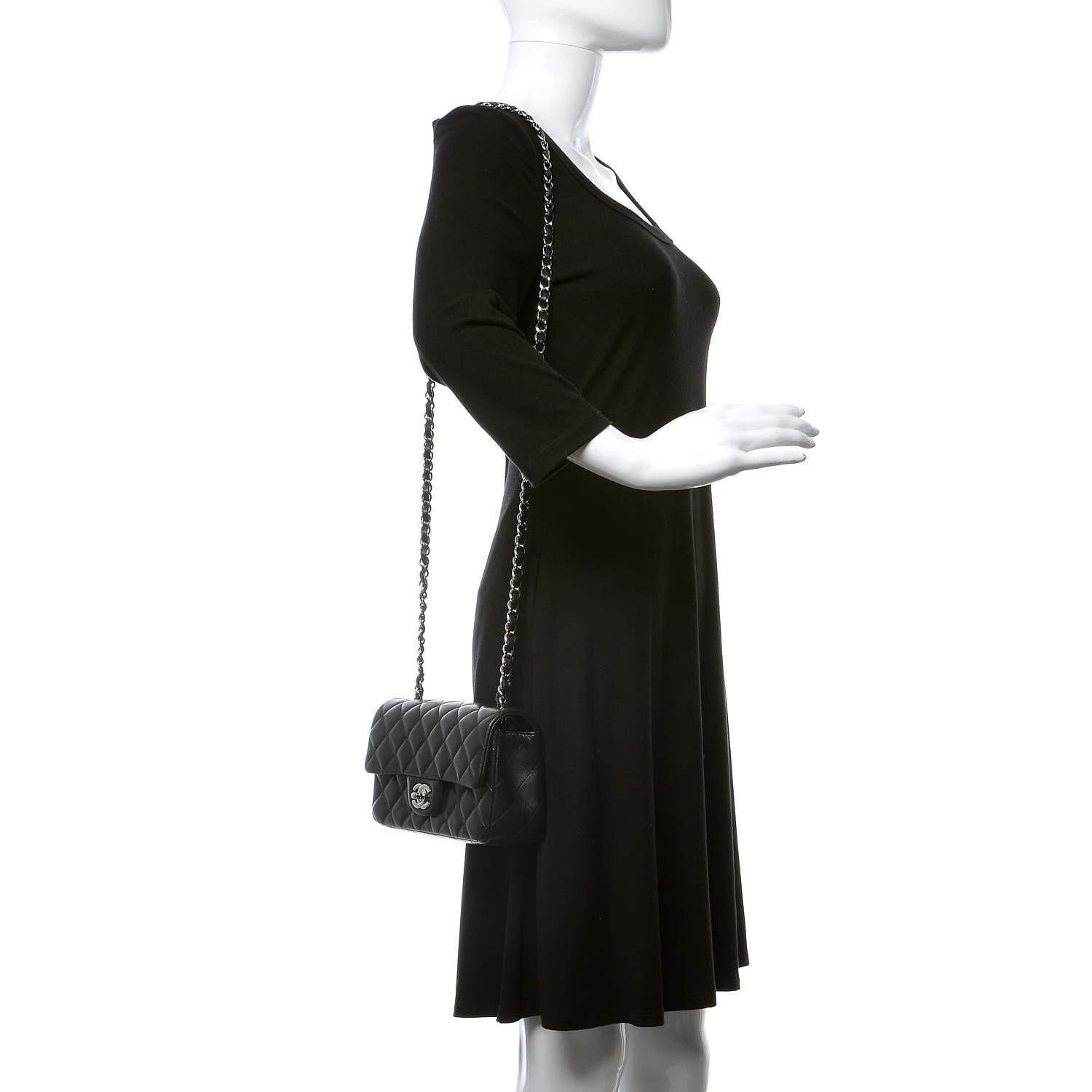 Chanel Lambskin Quilted Mini Rectangular Flap Black 2 of 10
