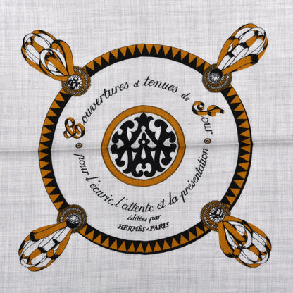 Hermes Cashmere Silk Encadre Blason Scarf 90 Gris Chine Black 2 of 4