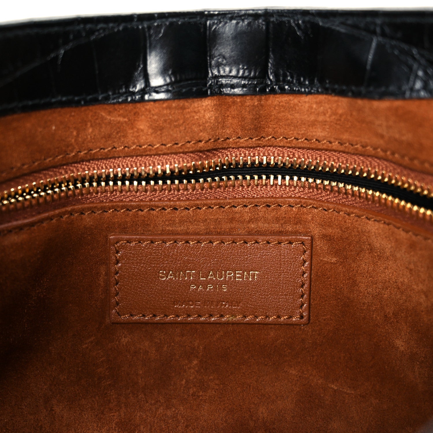 Saint Laurent Calfskin Crocodile Embossed Le 5 A 7 Hobo Black 6 of 11