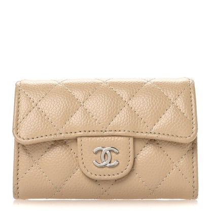 Chanel Caviar Quilted Flap Card Holder Wallet Beige 1 of 9