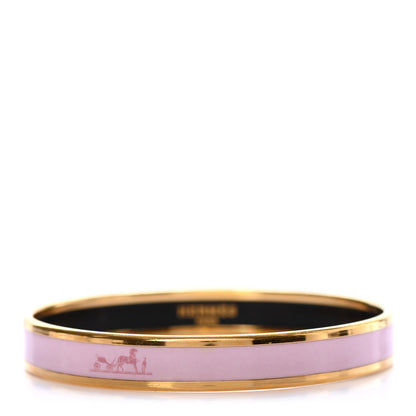 Hermes Enamel Printed Caleche Narrow Bracelet 70 Rose Dragee 1 of 5