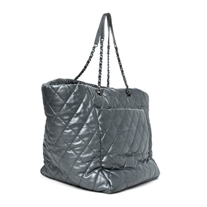 Chanel Metallic Lambskin Quilted Large Week End on Mars Tote Dark Grey 4 of 15