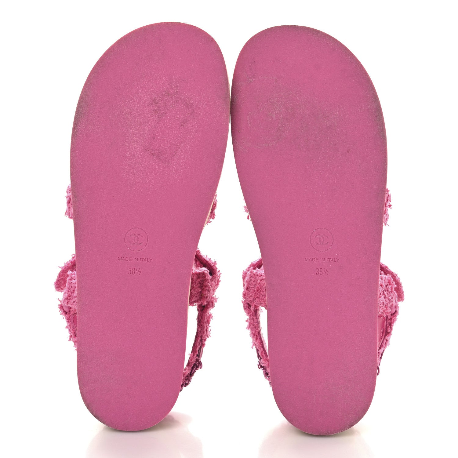 Chanel Tweed Chain Sandals 38.5 Pink 6 of 8