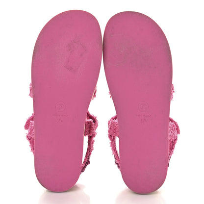 Chanel Tweed Chain Sandals 38.5 Pink 6 of 8