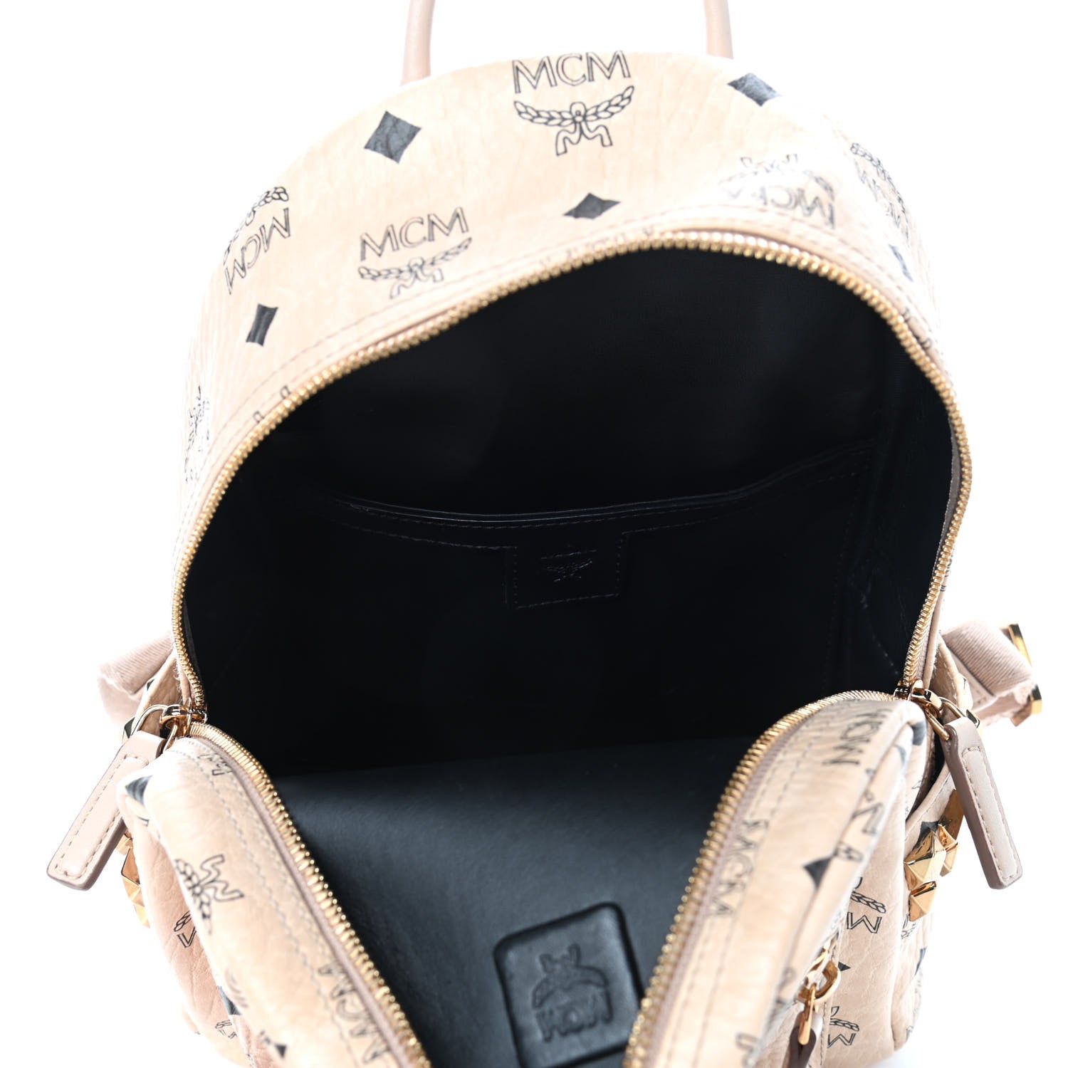 MCM Visetos Small Side Stud Stark Backpack Beige 4 of 4