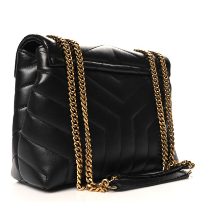 Saint Laurent Calfskin Y Quilted Monogram Small Loulou Chain Satchel Black 4 of 11