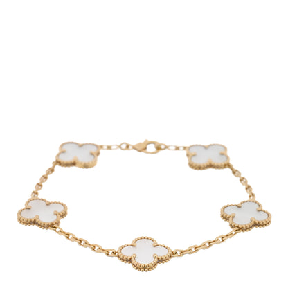 Van Cleef & Arpels 18K Yellow Gold Mother of Pearl 5 Motifs Vintage Alhambra Bracelet 1 of 4
