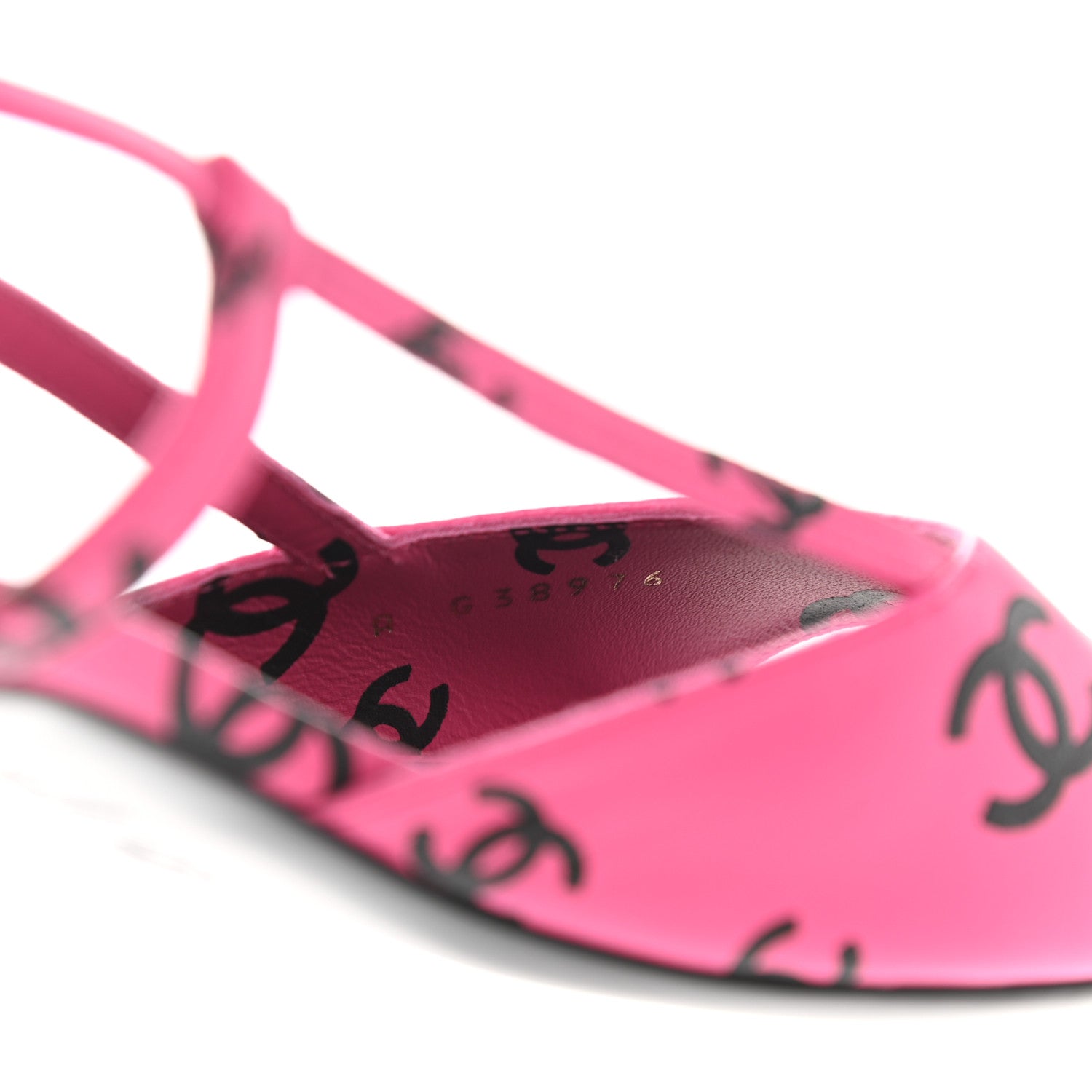 Chanel Printed Lambskin CC Slingback Sandals 38.5 Dark Pink 8 of 9