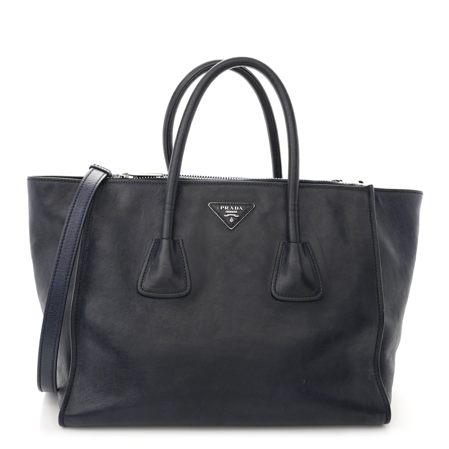Glace Calfskin Twin Pocket Tote Denim