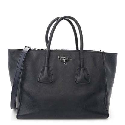Prada Glace Calfskin Twin Pocket Tote Denim 1 of 16