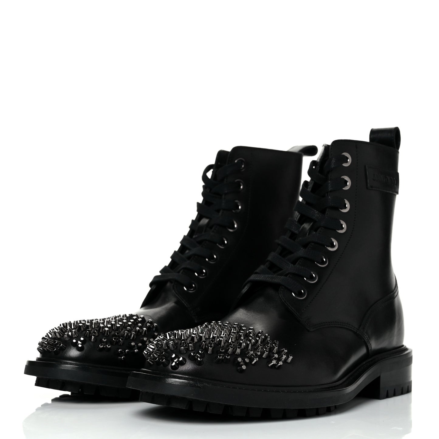 Calfskin Studs Mens Turing Ankle Boots 43 Black