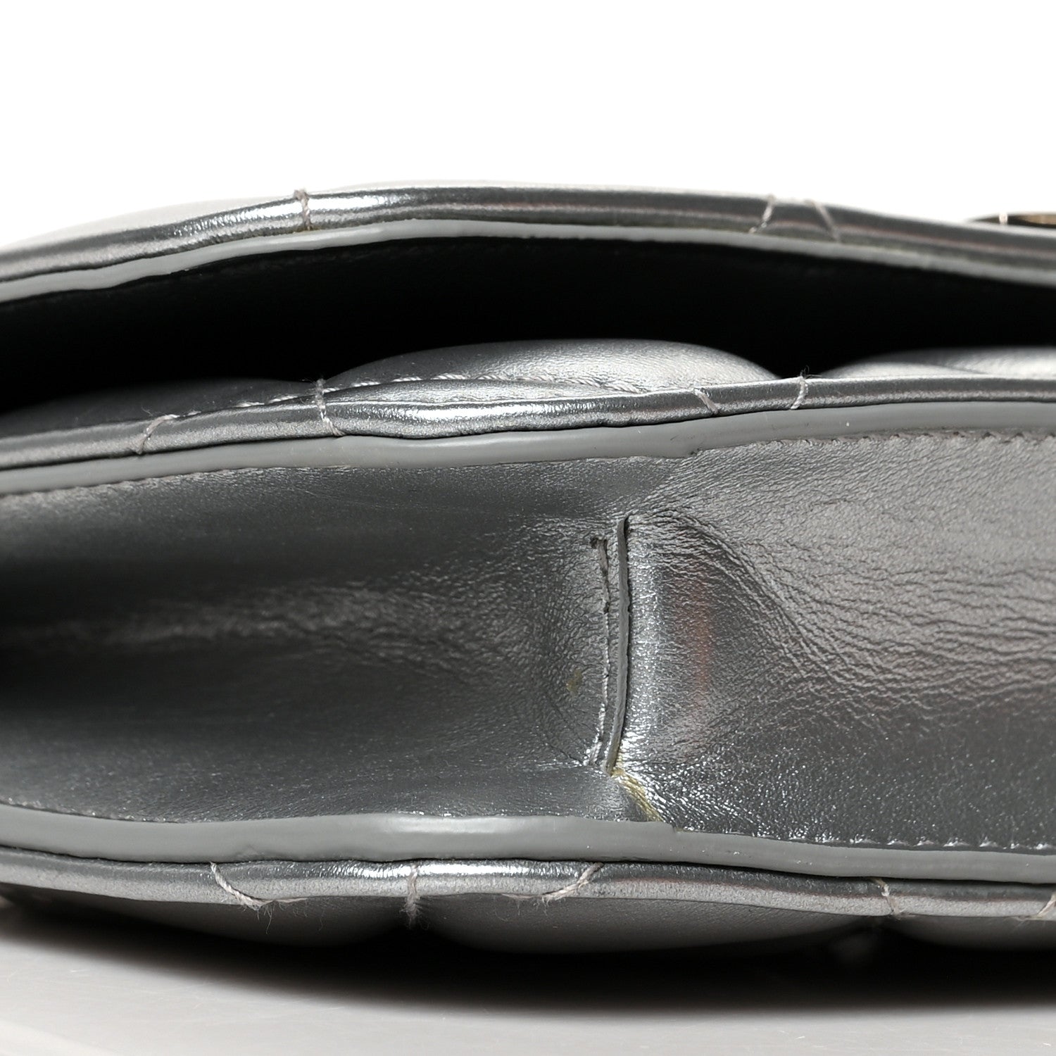 Balenciaga Metallic Calfskin Quilted Touch B Wallet On Chain Silver 8 of 11