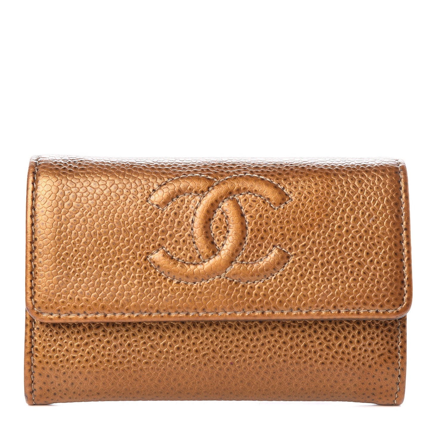 Metallic Caviar CC Timeless Card Holder Dark Gold