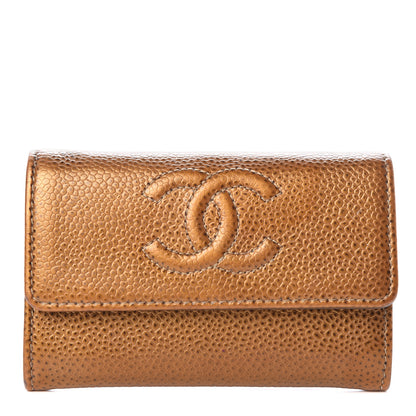 Chanel Metallic Caviar CC Timeless Card Holder Dark Gold 1 of 9