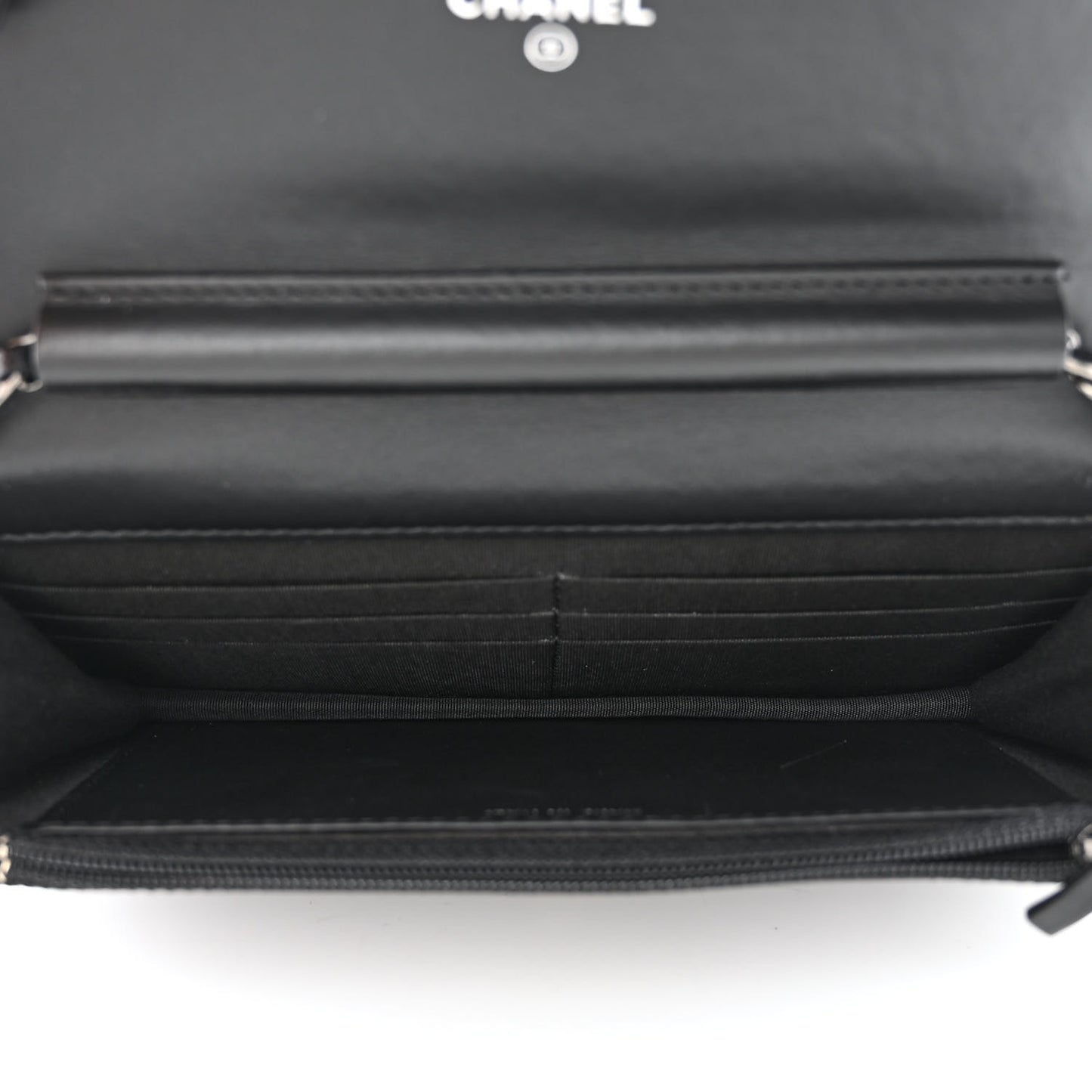 Grained Calfskin Quilted Boy Wallet On Chain WOC Black