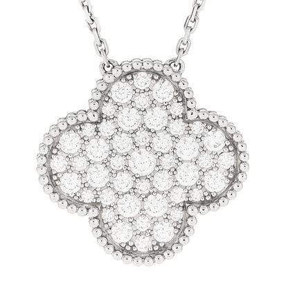 Van Cleef & Arpels 18K White Gold Diamond Magic Alhambra Pendant Necklace 4 of 7