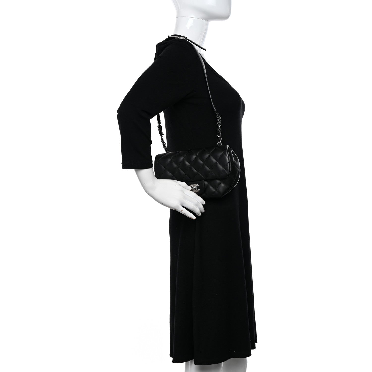 Chanel Calfskin Quilted CC Uniform Flap Belt Bag Black 2 of 10